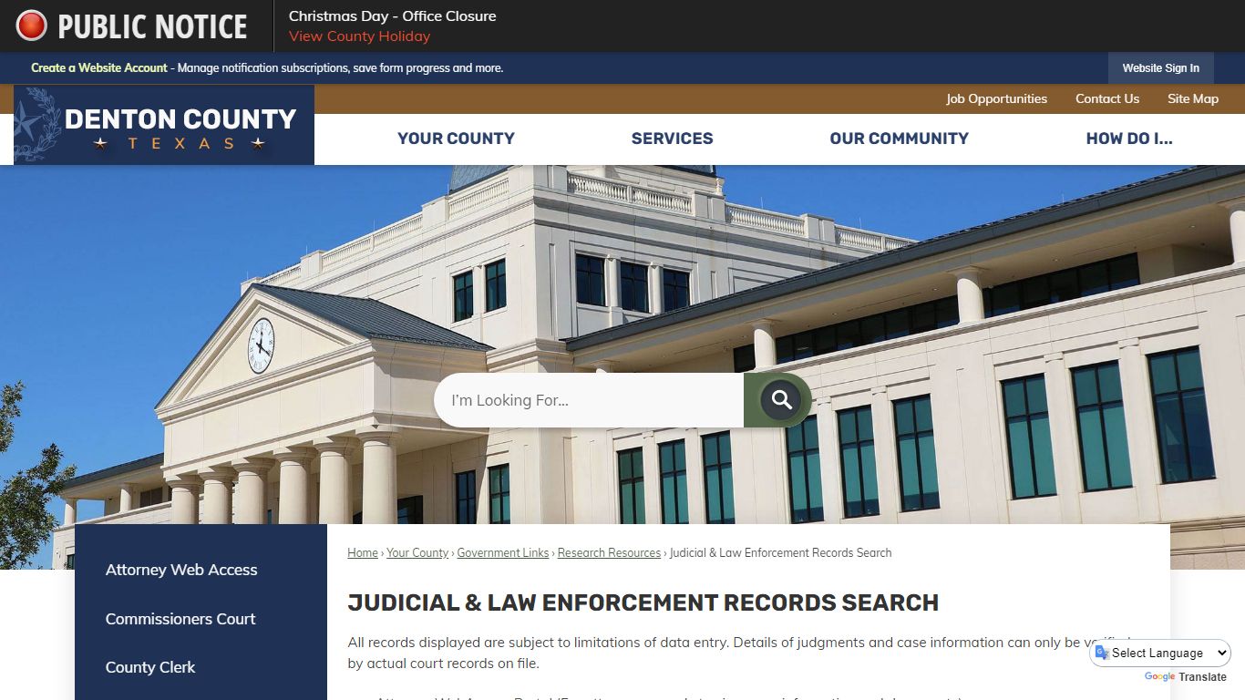 Judicial & Law Enforcement Records Search | Denton County, TX
